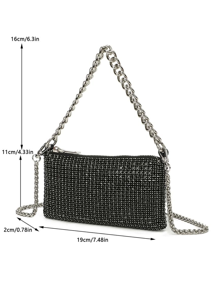 Mini Rhinestone Decor Chain Square Bag