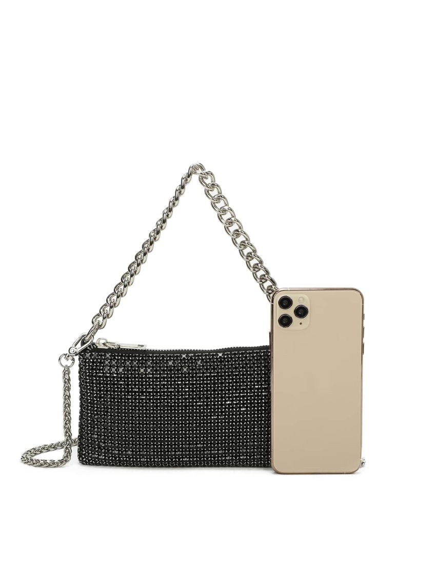Mini Rhinestone Decor Chain Square Bag