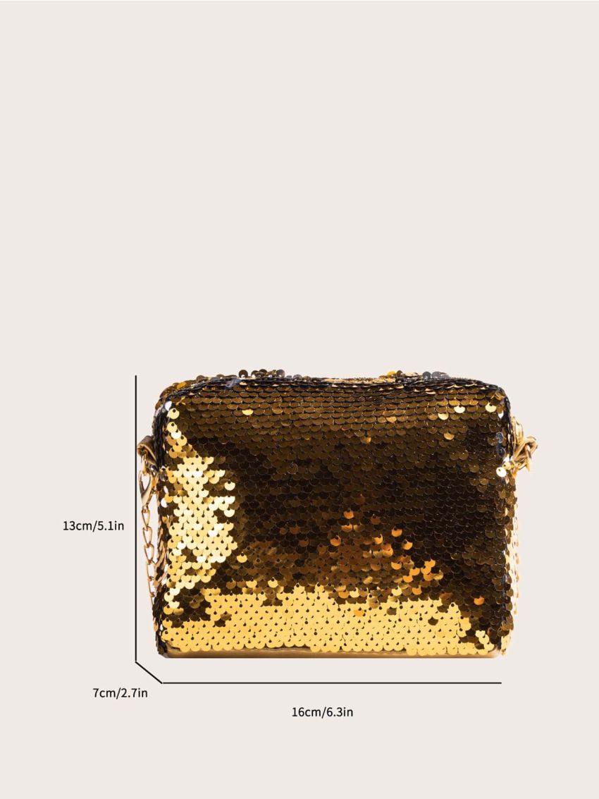 Mini Sequin Decor Chain Square Bag