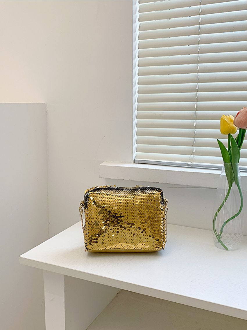 Mini Sequin Decor Chain Square Bag