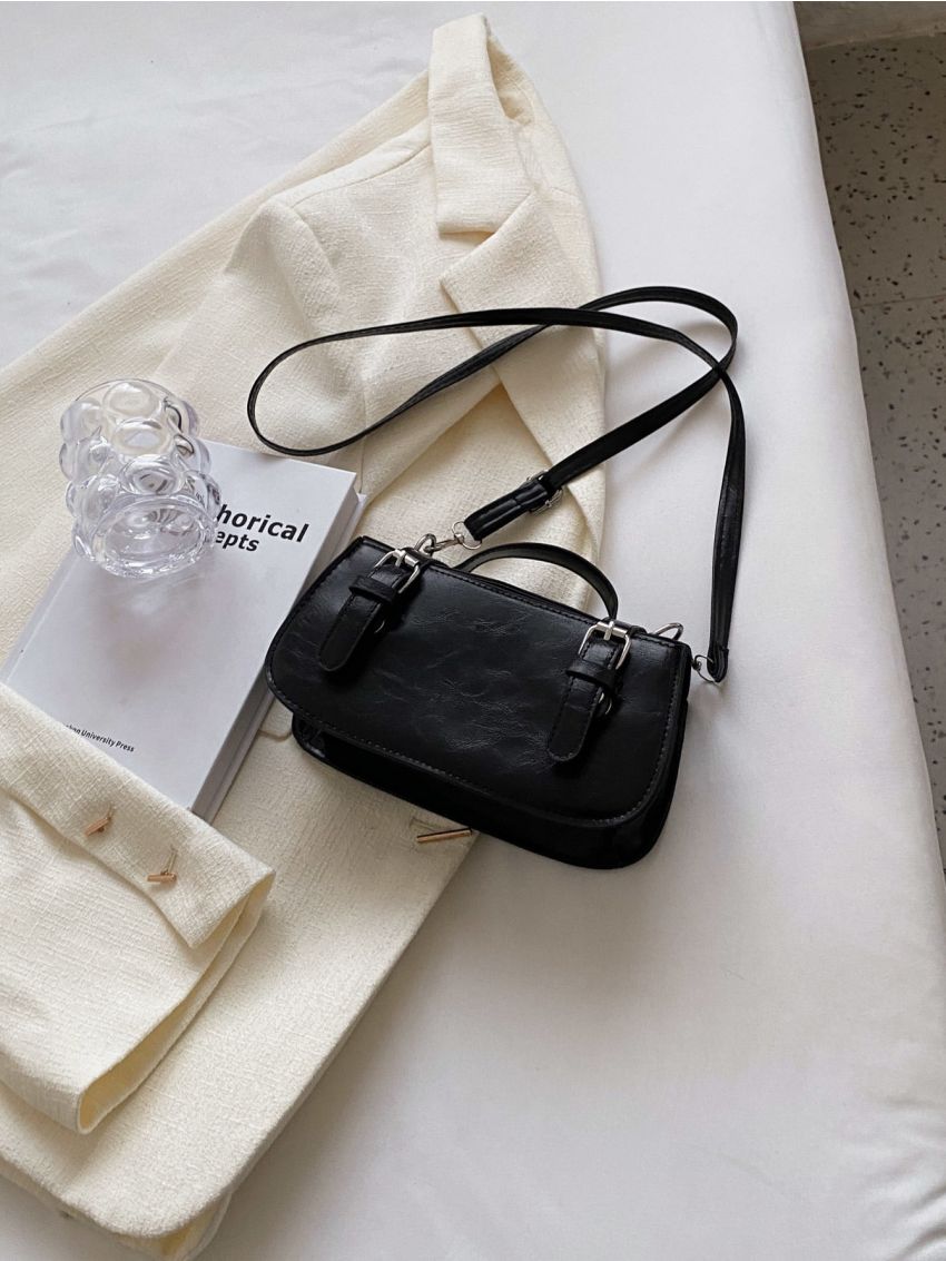 Minimalist Buckle Decor Square Bag