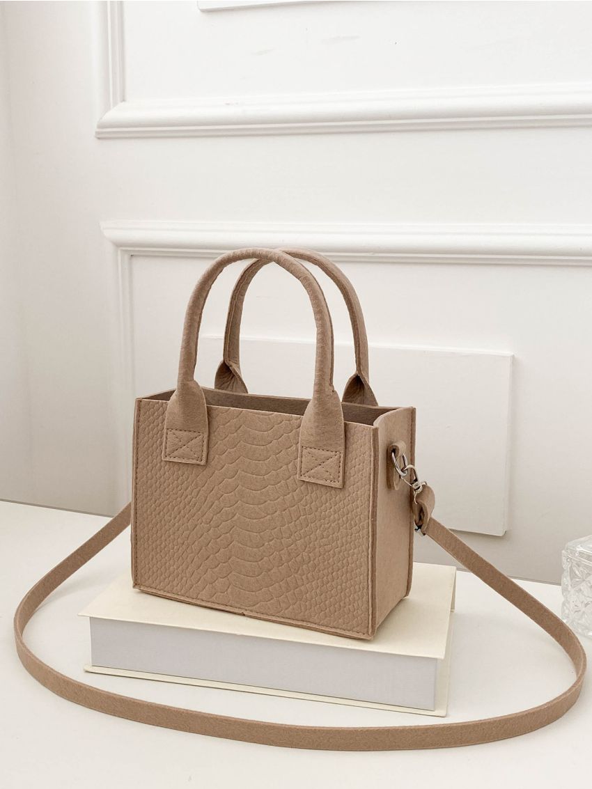 Mini Snakeskin Embossed Square Bag
