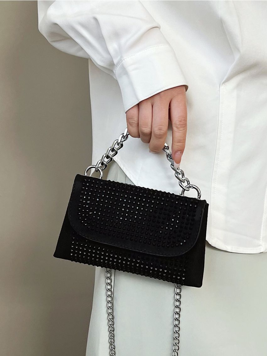 Mini Studded Decor Flap Chain Square Bag