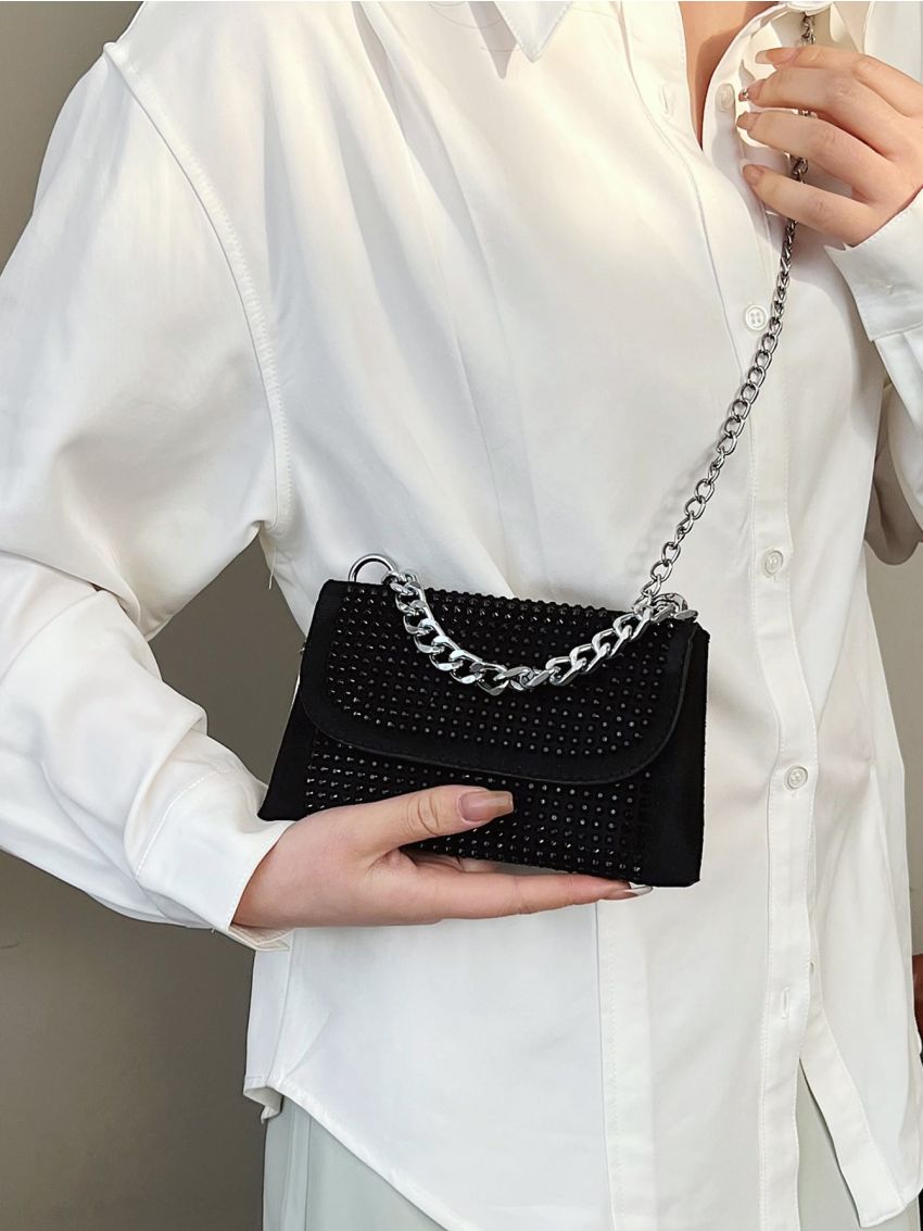 Mini Studded Decor Flap Chain Square Bag