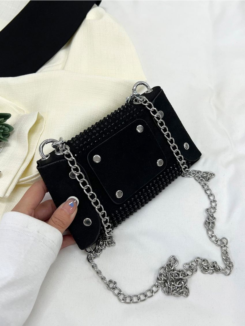 Mini Studded Decor Flap Chain Square Bag