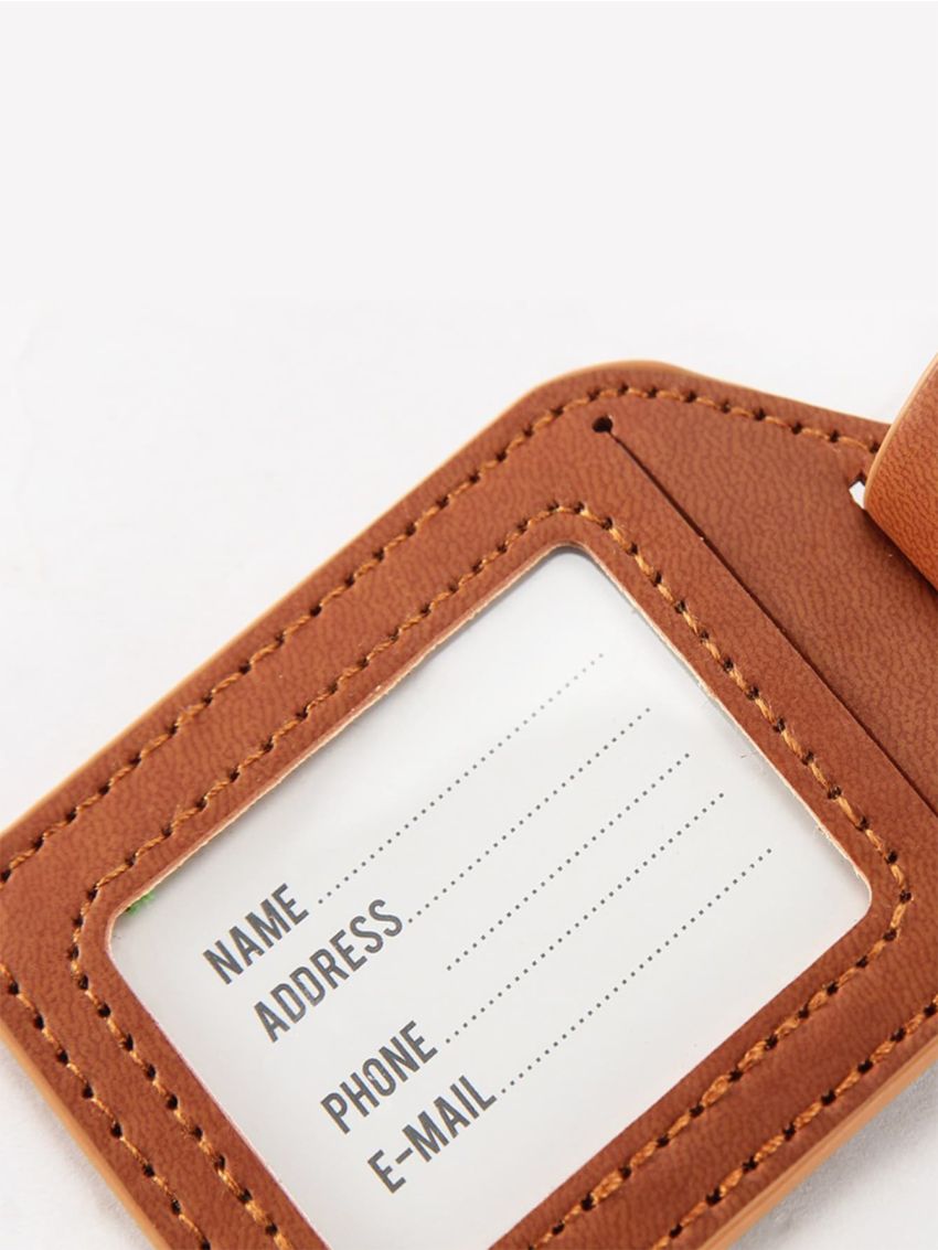 1pc Travel Accessories Name ID Address Luggage Tags Pu Leather Suitcase Luggage Tag Label Bag