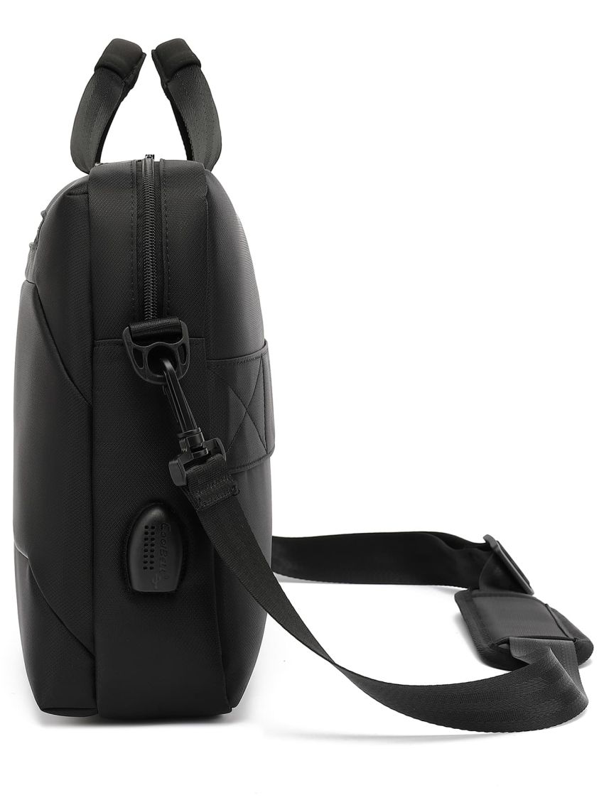 Men Contrast Piping Briefcase