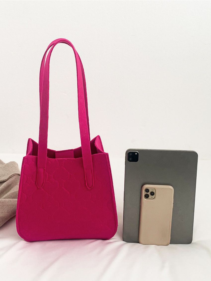 Neon Pink Heart Stitch Square Bag