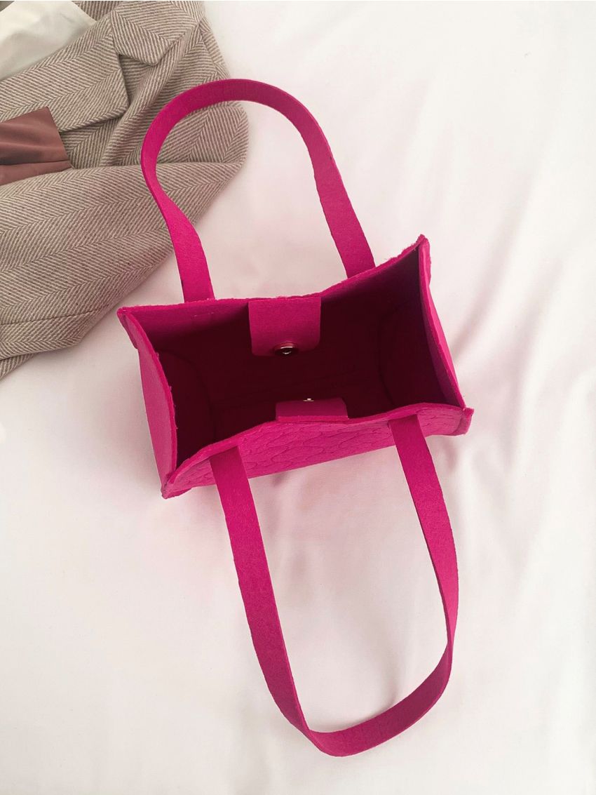 Neon Pink Heart Stitch Square Bag