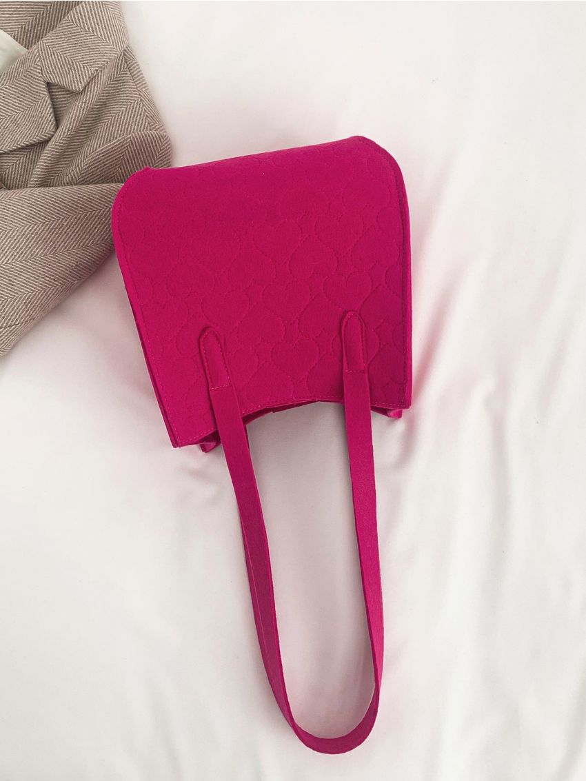 Neon Pink Heart Stitch Square Bag