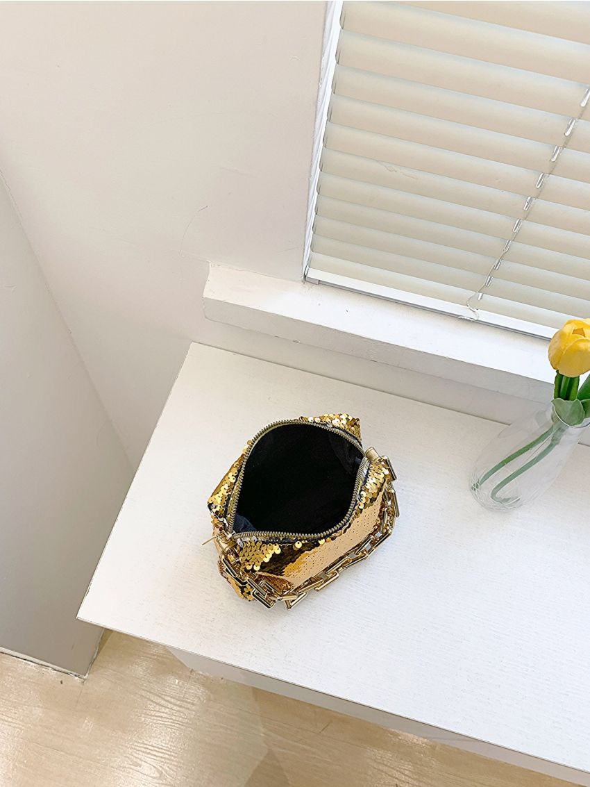 Mini Sequin Decor Chain Square Bag