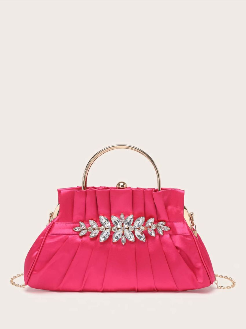 Rhinestone Decor Ruched Bag