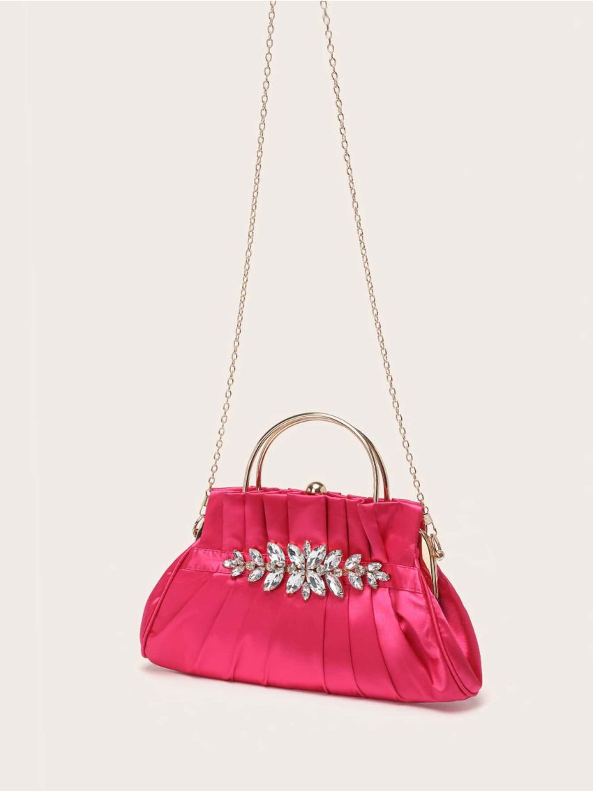 Rhinestone Decor Ruched Bag