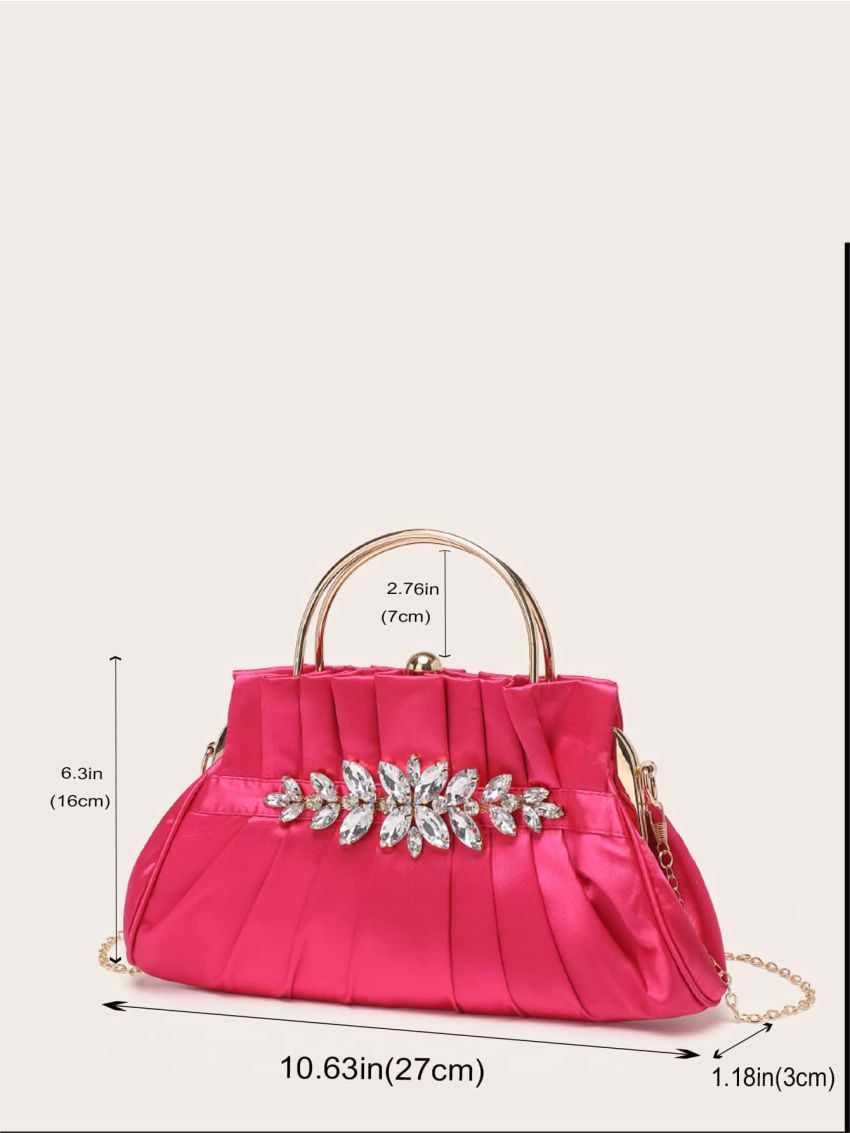 Rhinestone Decor Ruched Bag