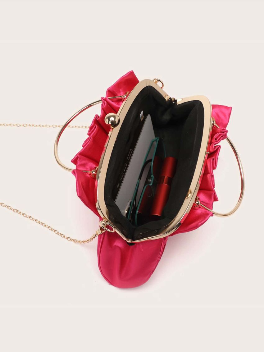 Rhinestone Decor Ruched Bag