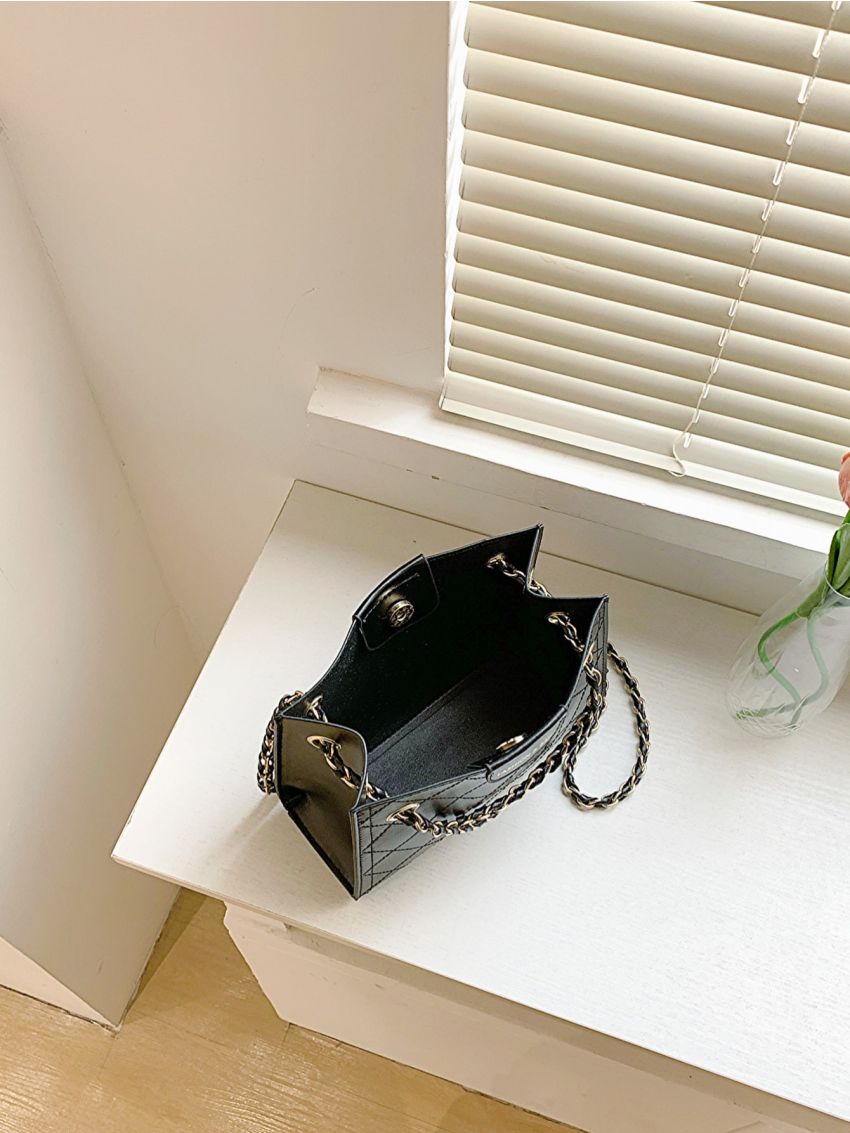 Mini Square Bag Letter Graphic Stitch Detail