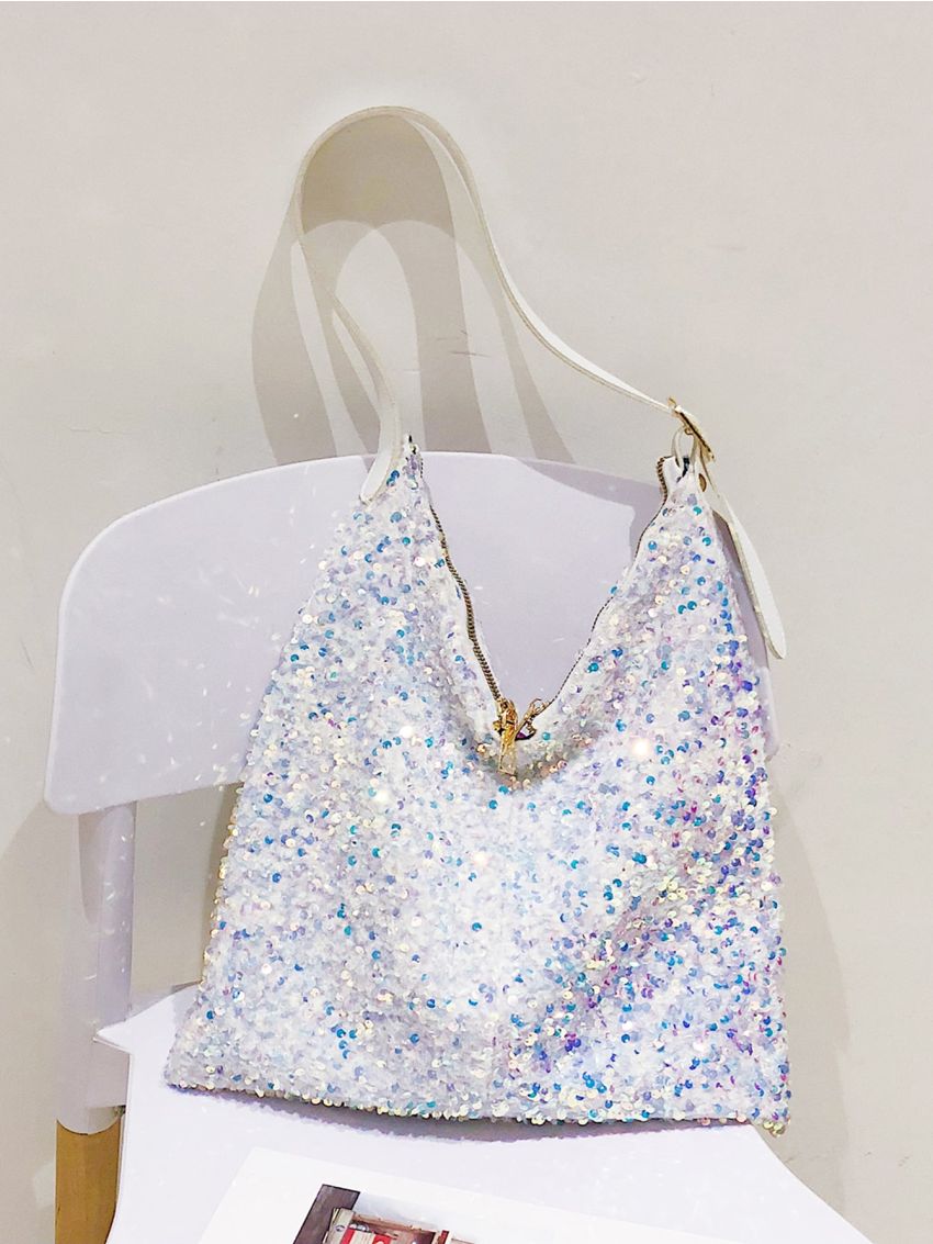 Sequin Decor Hobo Bag