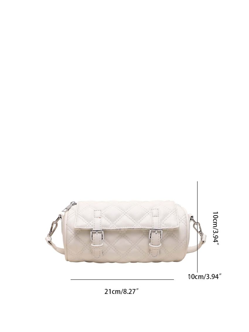 Minimalist Quilted Buckle Decor Bucket Bag