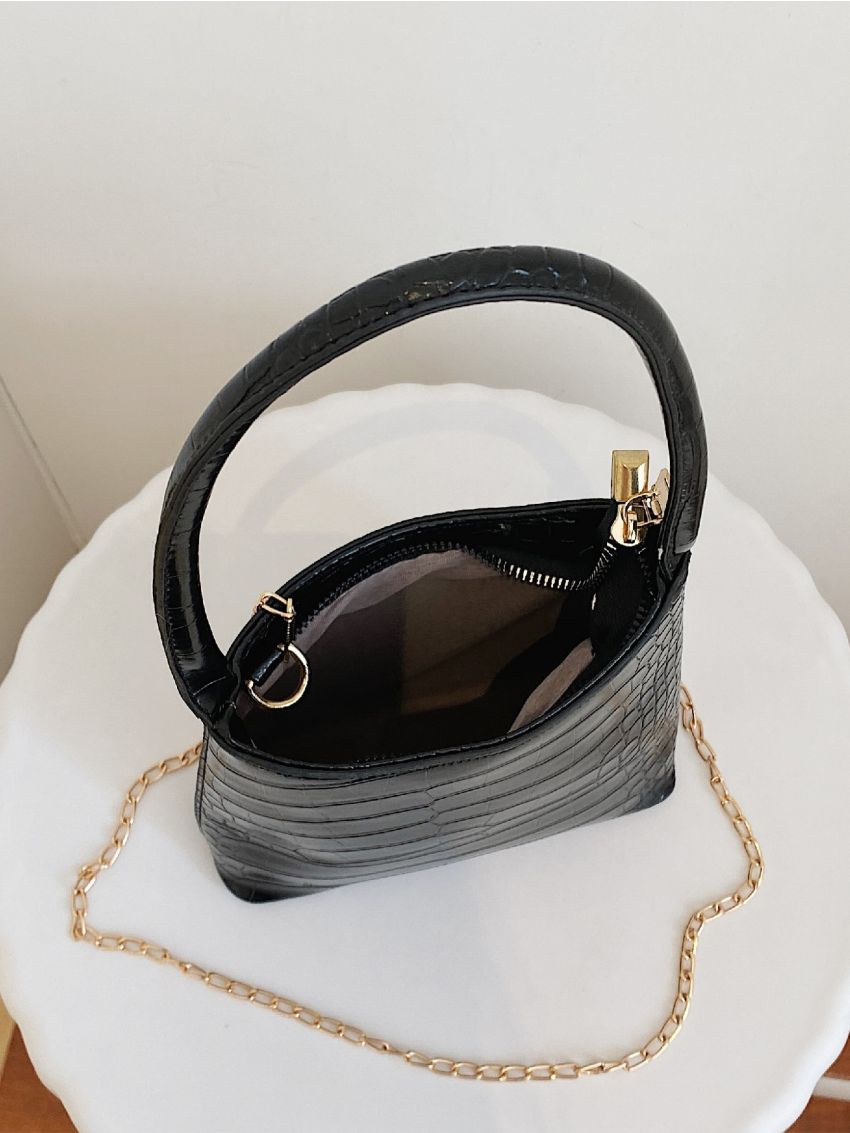 Mini Crocodile Embossed Chain Bucket Bag
