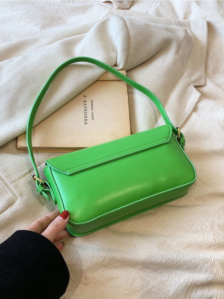 Small Square Bag Green Fashionable Flap For Summer