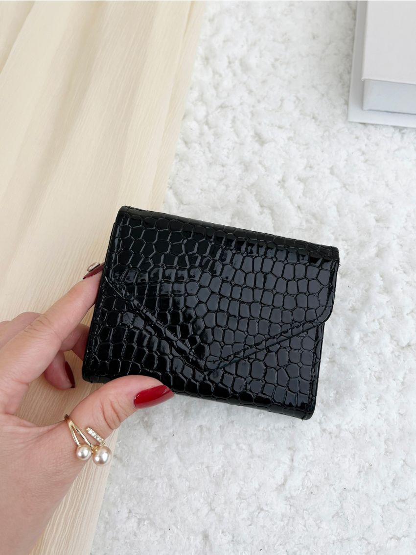 Crocodile Embossed Flap Card Holder
