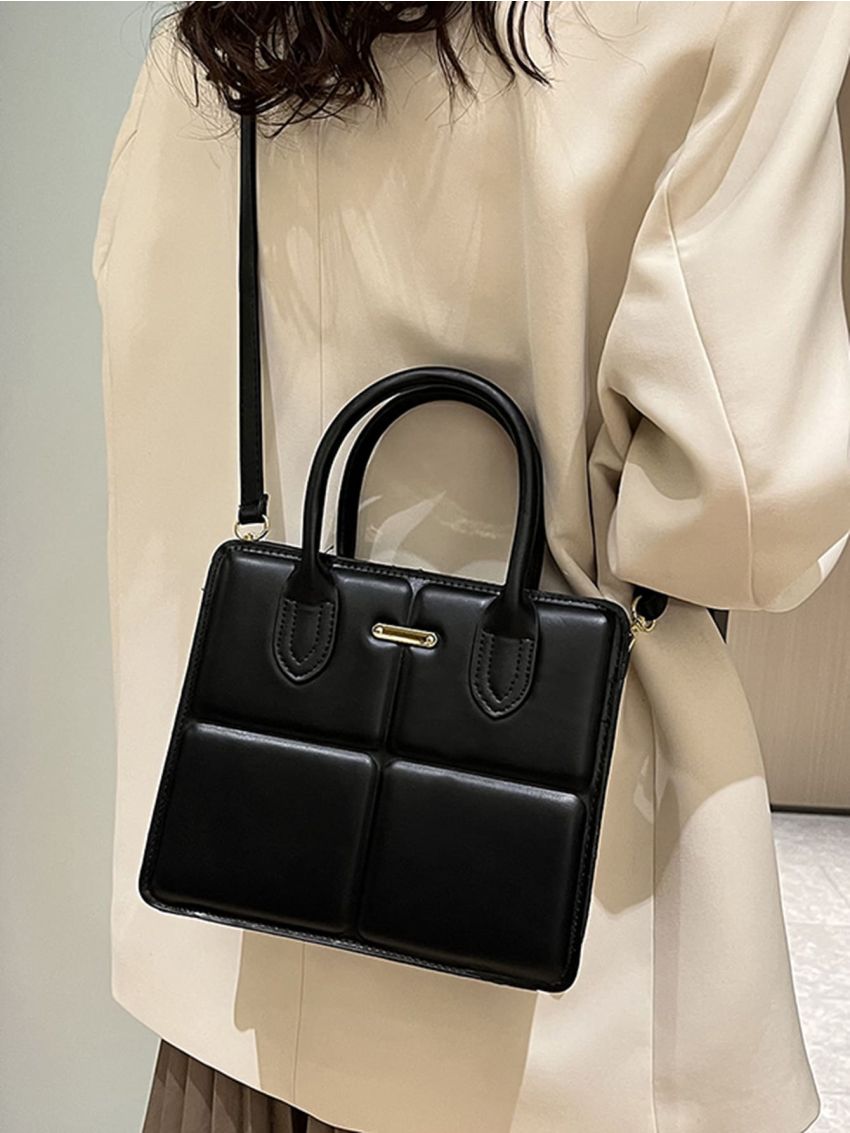 Geometric Embossed Metal Decor Square Bag