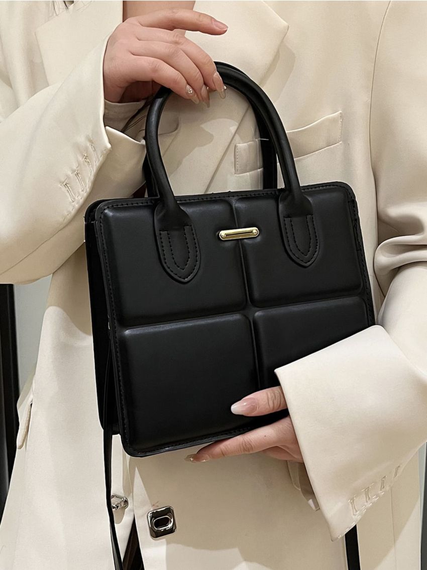 Geometric Embossed Metal Decor Square Bag