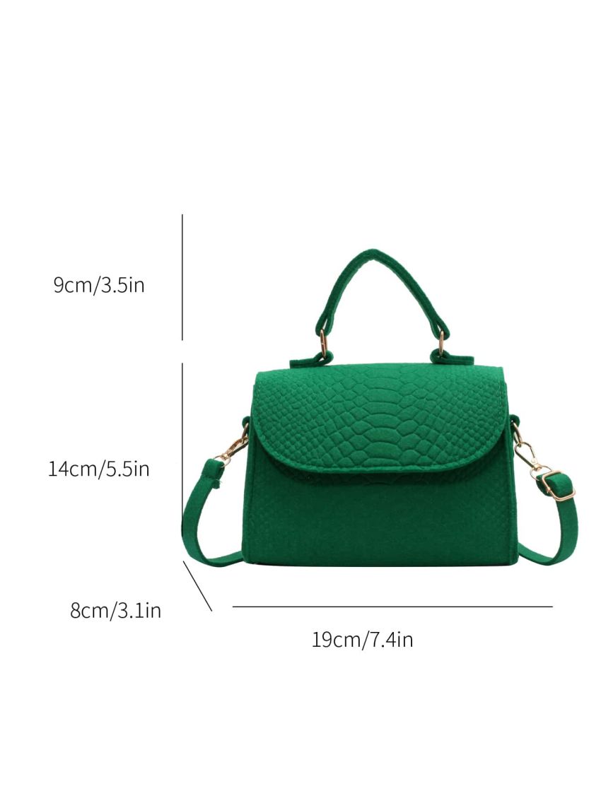 Mini Snakeskin Embossed Flap Square Bag