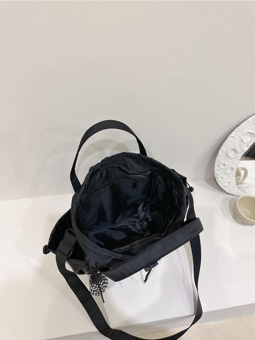 Star Pattern Shopper Bag Drawstring Design Tote Bag With Bag Charm