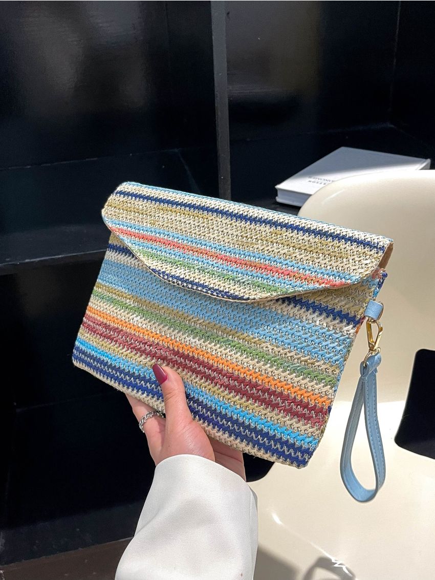 Color Block Straw Bag
