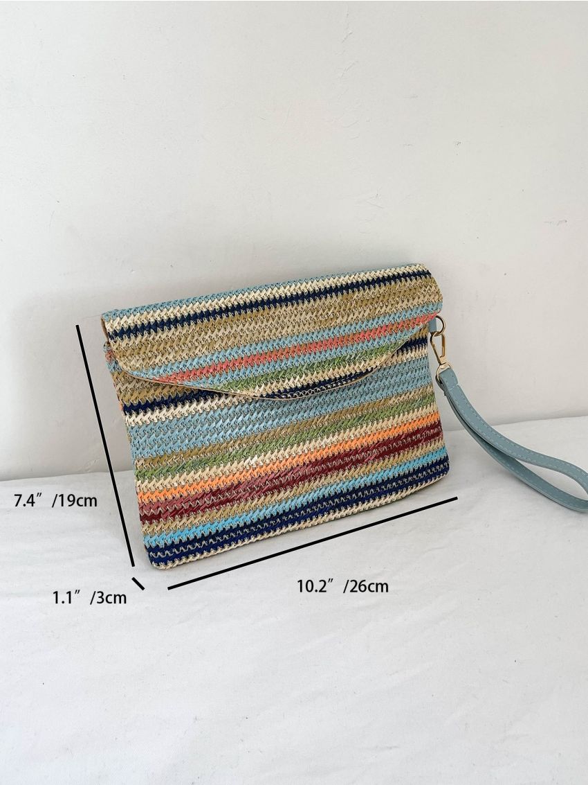 Color Block Straw Bag
