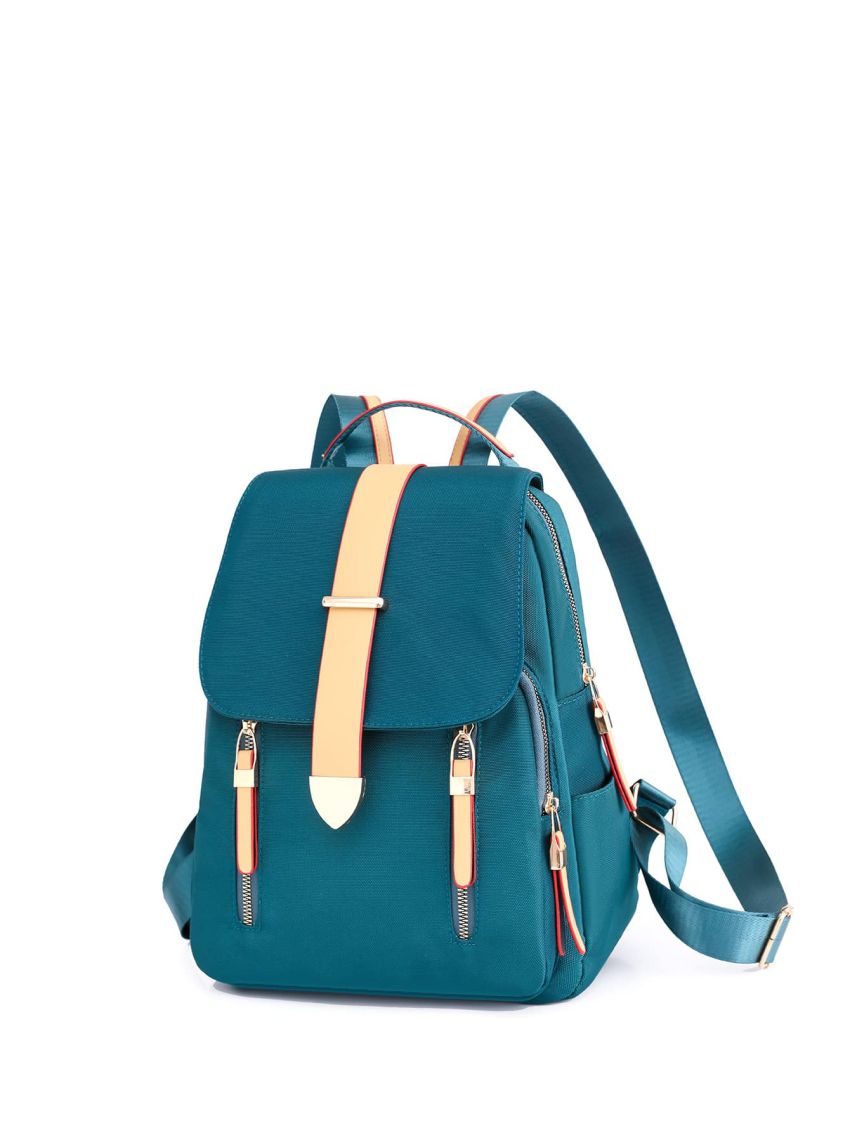 Buckle Decor Flap Backpack