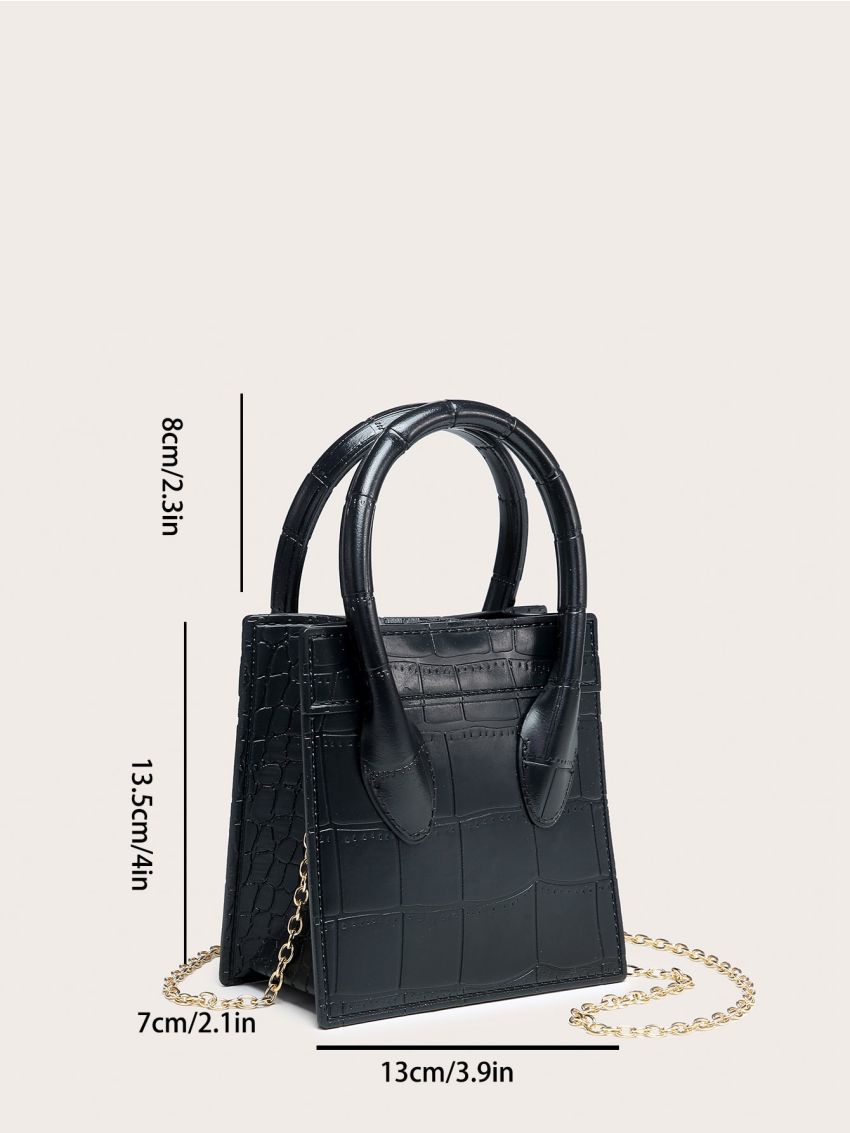 Mini Crocodile Embossed Square Bag