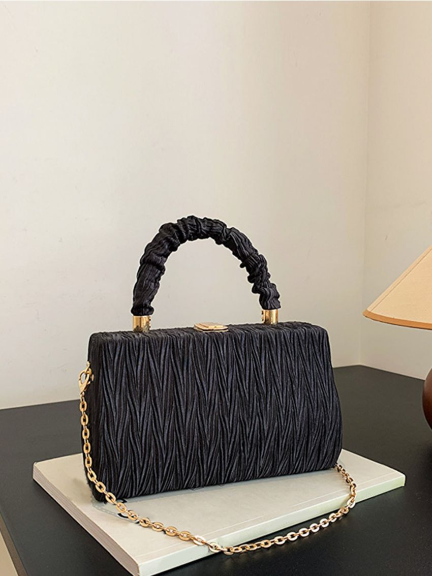Ruched Detail Chain Box Bag