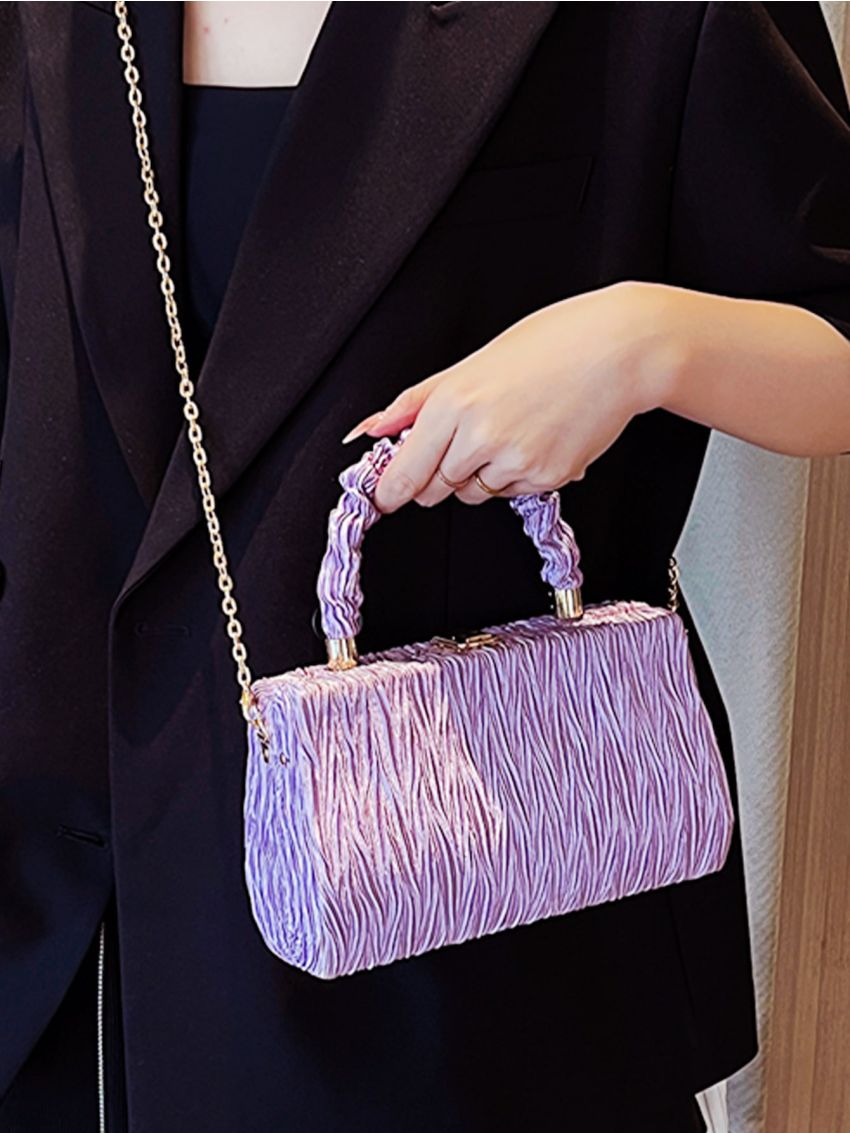 Ruched Detail Chain Box Bag