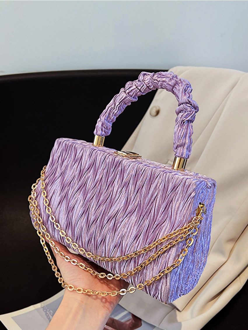 Ruched Detail Chain Box Bag