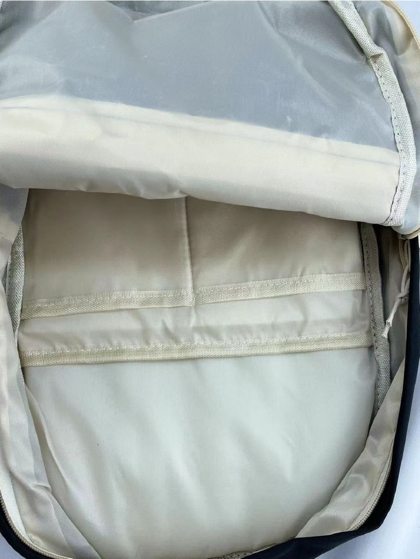 Letter Patch Pocket Front Classic Backpack With Cartoon Bag Charm