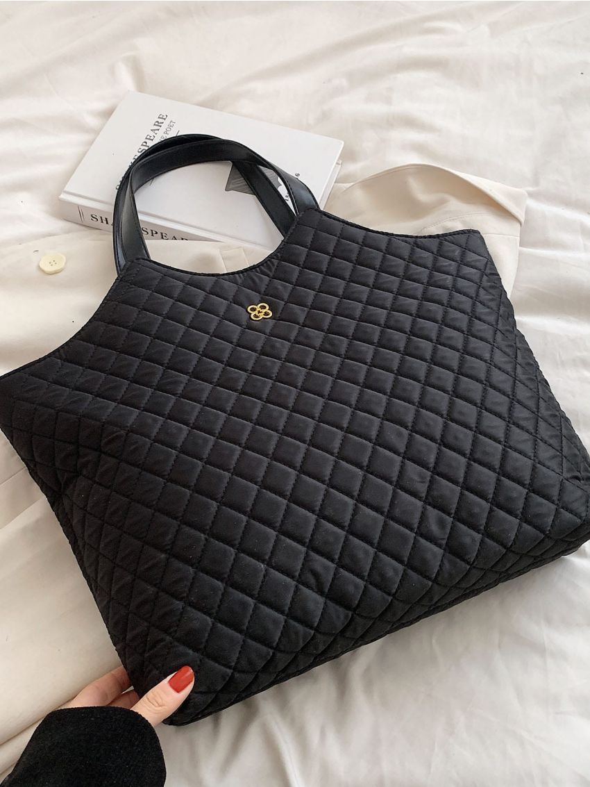 Quilted Detail Shoulder Tote Bag