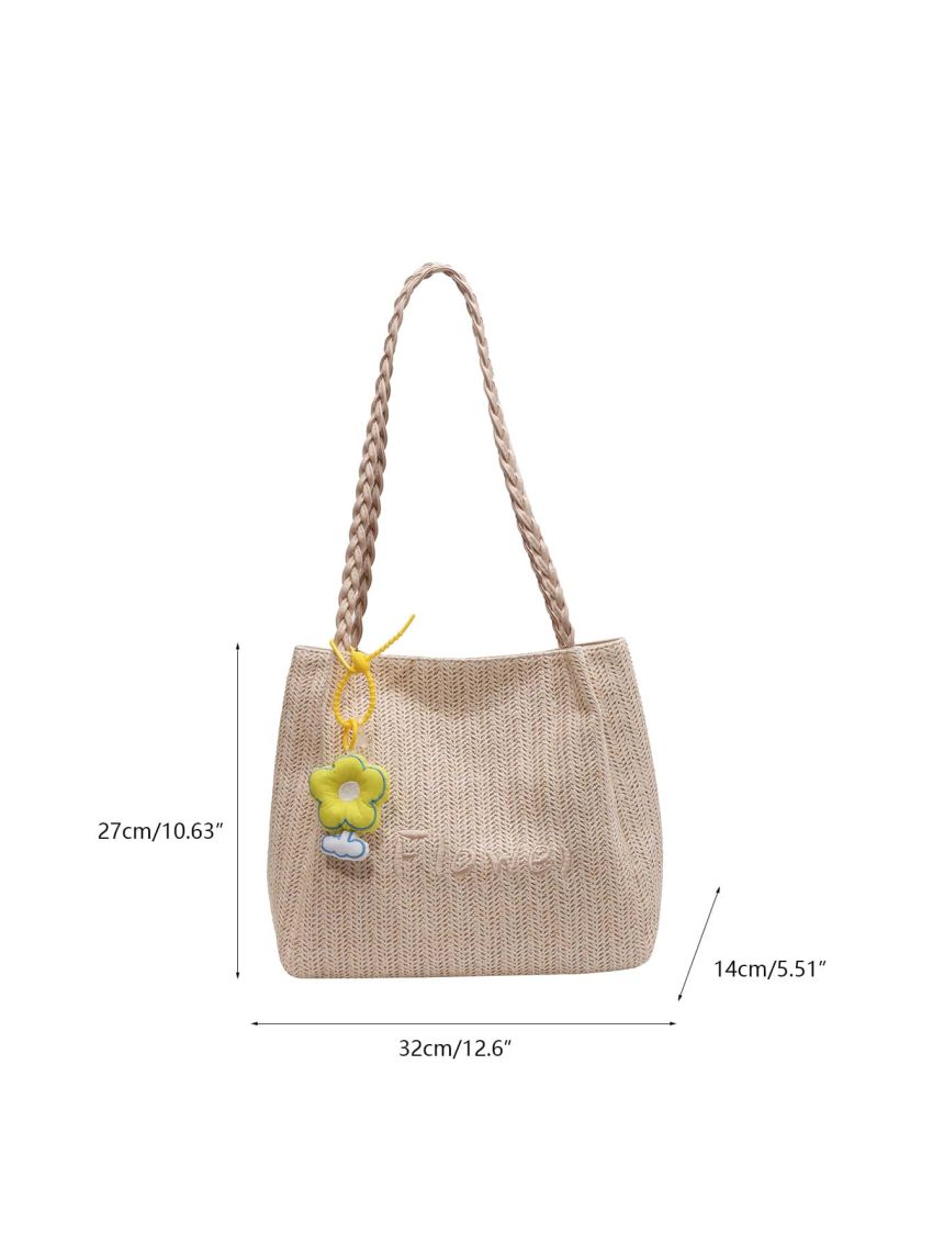 Minimalist Straw Bag With Bag Charm