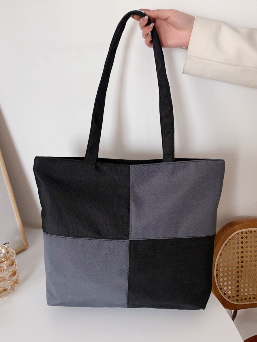 Two Tone Shoulder Tote Bag