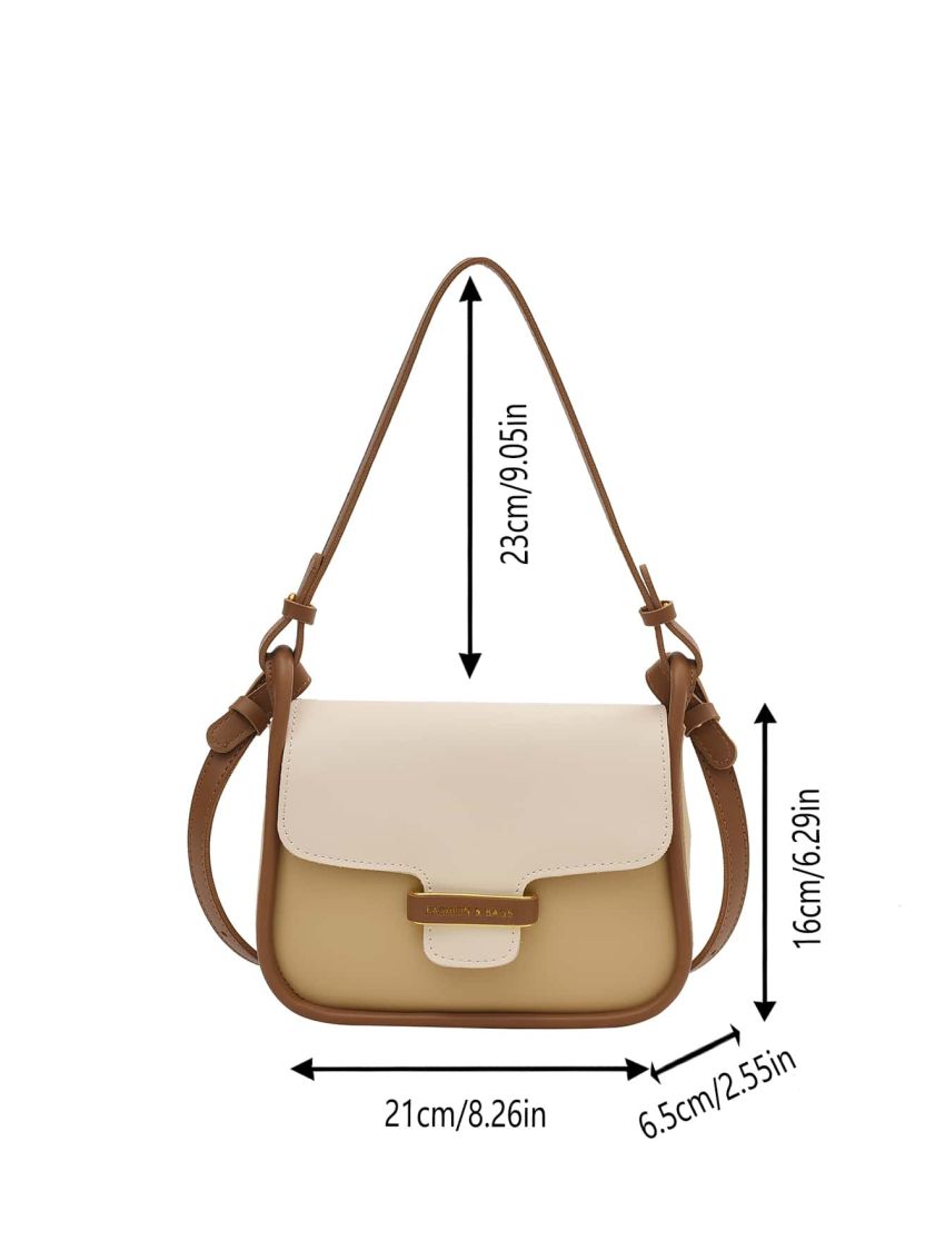 Contrast Binding Flap Square Bag