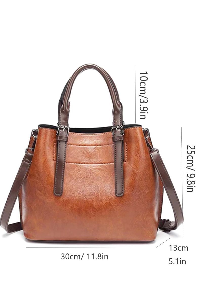 Minimalist Buckle Decor Top Handle Bag