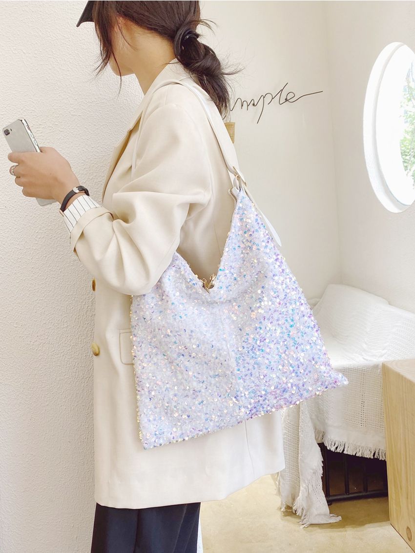 Sequin Decor Hobo Bag