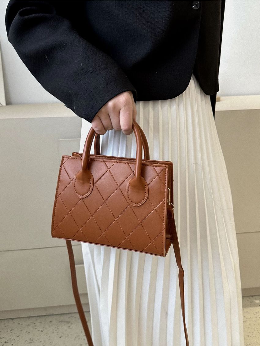 Stitch Double Handle Square Bag