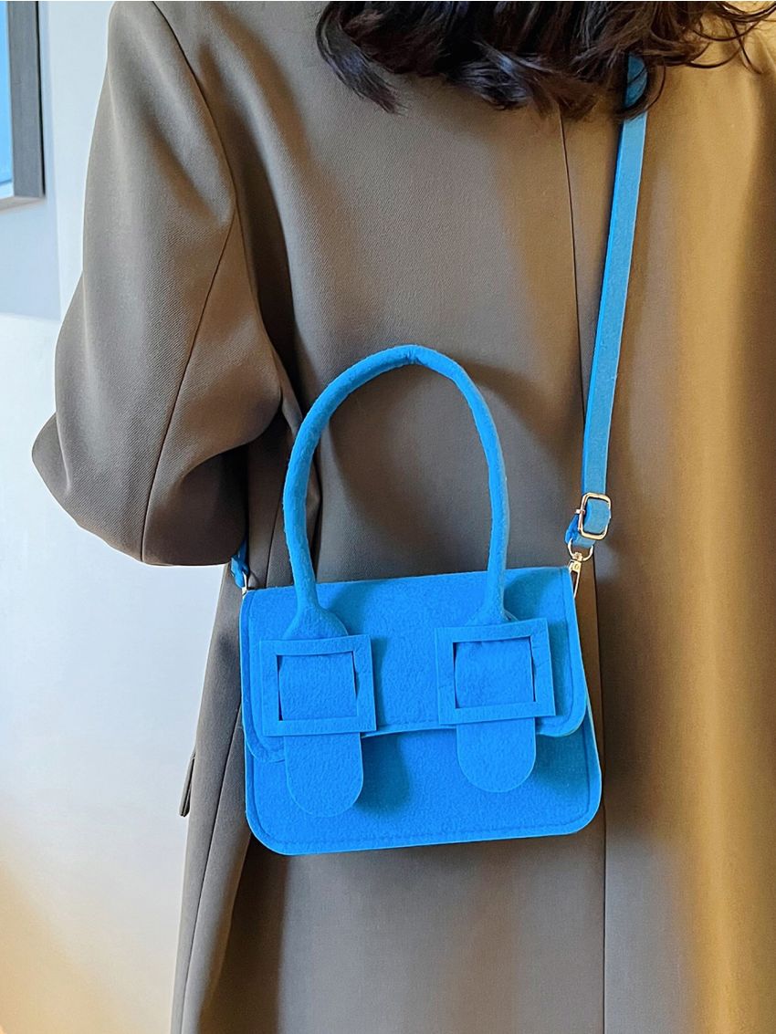 Mini Square Bag Gray Minimalist Flap For Daily