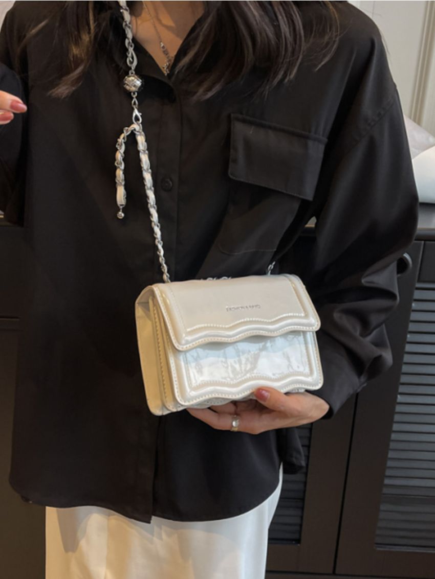 Mini Letter Graphic Flap Chain Novelty Bag