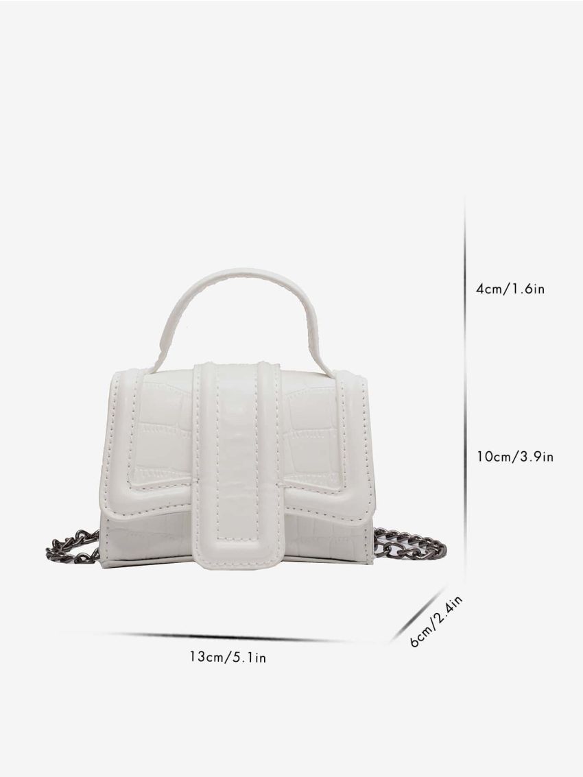 Mini Crocodile Embossed Flap Chain Square Bag