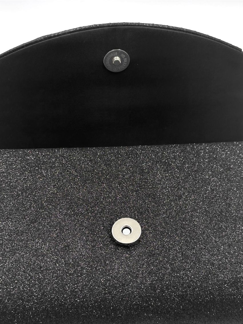 Glitter Pleated Detail Flap Square Bag