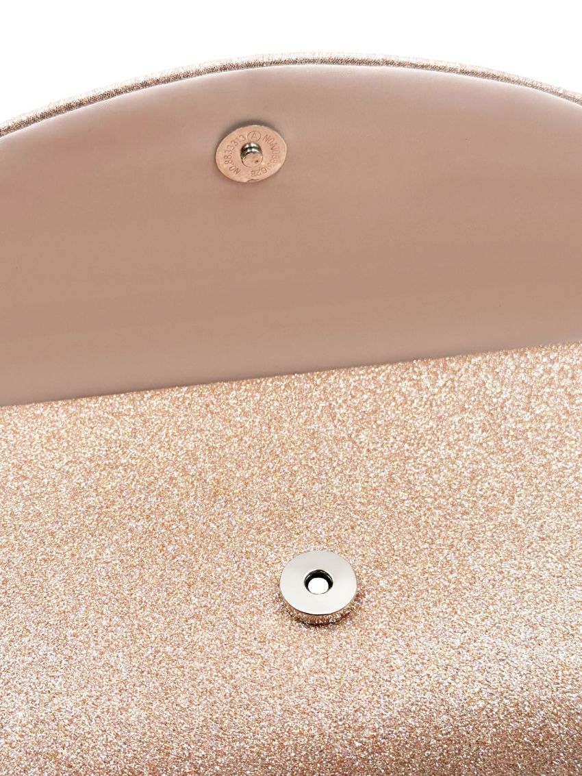 Glitter Pleated Detail Flap Square Bag