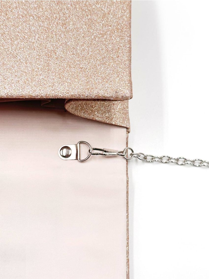 Glitter Pleated Detail Flap Square Bag
